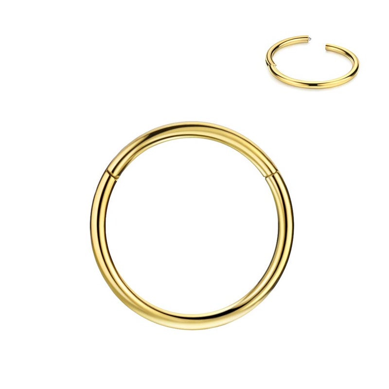 FANSING 20g 9mm Nose Hoop 20 Gauge Hinged Seamless Piercing Jewelry Ring for Septum Helix Cartilage Earlobe Lip Daith Tragus Rook & Conch 18k Rose Gold-plated Surgical Steel - Image 1